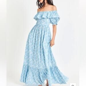 LoveShackFancy women’s floral print prairie dress. Designer